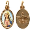 Médaille métal de couleur dorée ovale avec rebord effet dentelle H.1.5 cm avec résine. Disponible avec différents Saints.