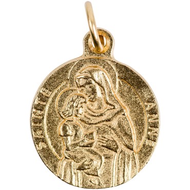Médaille moulée en métal couleur dorée Ø 1.8 cm. Plusieurs saints.
