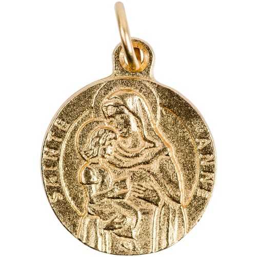 Médaille moulée en métal couleur dorée Ø 1.8 cm. Plusieurs saints.