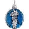 Medaille metal couleur argentee, emaille bleu ou rouge Ø 1,8 cm de differents saints. Couleurs differentes selon arrivage.