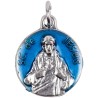 Medaille metal couleur argentee, emaille bleu ou rouge Ø 1,8 cm de differents saints. Couleurs differentes selon arrivage.