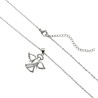 Collier avec chaine L-45 cm r--glable jusqu'-- 50cm avec ange strass H-2 cm en acier inoxydable argent--- livr--e en pochette-