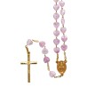 Chapelet de grains forme cœur en verre Ø 8 mm sur chaine, croix avec Christ. Livré en boite. Disponible en différentes couleurs.