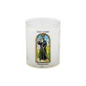 Veilleuse blanche avec autocollant "vitrail" de saint 20/24, H. 6,5 cm, Ø 5 cm ( VO 5)