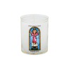 Veilleuse blanche avec autocollant "vitrail" de saint 20/24, H. 6,5 cm, Ø 5 cm ( VO 5)