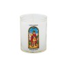 Veilleuse blanche avec autocollant "vitrail" de saint 20/24, H. 6,5 cm, Ø 5 cm ( VO 5)