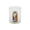 Veilleuse blanche avec autocollant "vitrail" de saint 20/24, H. 6,5 cm, Ø 5 cm ( VO 5)