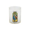 Veilleuse blanche avec autocollant "vitrail" de saint 20/24, H. 6,5 cm, Ø 5 cm ( VO 5)