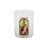 Veilleuse blanche avec autocollant "vitrail" de saint 20/24, H. 6,5 cm, Ø 5 cm ( VO 5)
