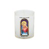 Veilleuse blanche avec autocollant "vitrail" de saint 20/24, H. 6,5 cm, Ø 5 cm ( VO 5)