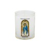 Veilleuse blanche avec autocollant "vitrail" de saint 20/24, H. 6,5 cm, Ø 5 cm ( VO 5)
