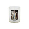 Veilleuse blanche avec autocollant de saint 20/24, H. 6,5 cm, Ø 5 cm ( VO 5).