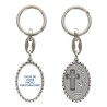Porte-clés en aluminium de couleur argenté hauteur 3,8 cm, avec résine. Disponible avec plusieurs saints au choix.