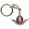 Porte-cles en metal en forme d ancre H. 4 cm avec une resine. Differents Saints