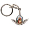 Porte-cles en metal en forme d ancre H. 4 cm avec une resine. Differents Saints