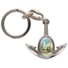 Porte-cles en metal en forme d ancre H. 4 cm avec une resine. Differents Saints