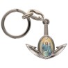 Porte-cles en metal en forme d ancre H. 4 cm avec une resine. Differents Saints