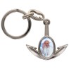 Porte-cles en metal en forme d ancre H. 4 cm avec une resine. Differents Saints