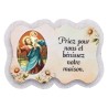 Magnet en bois H. 5 x 7 cm, avec prière pour la maison et résine de