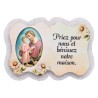 Magnet en bois H. 5 x 7 cm, avec prière pour la maison et résine de