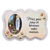 Magnet en bois H. 5 x 7 cm, avec prière pour la maison et résine de