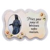 Magnet en bois H. 5 x 7 cm, avec prière pour la maison et résine de