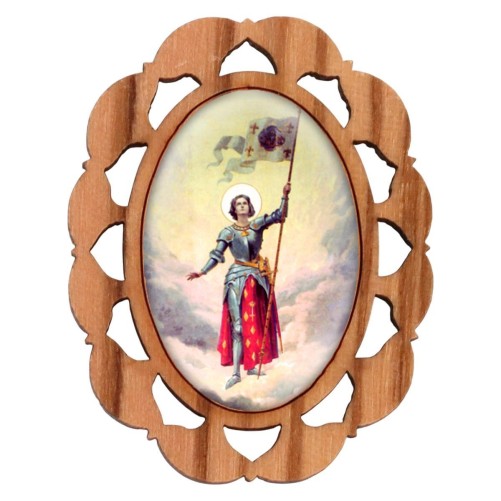 Plaque auto en bois d olivier hauteur 3 cm avec resine. Disponible avec differents Saints.
