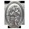Plaque auto ovale H. 3.8 cm en metal couleur argentee. Plusieurs saints.