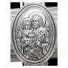 Plaque auto ovale H. 3.8 cm en metal couleur argentee. Plusieurs saints.