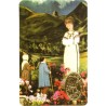 Carte priere plastifiee avec poincon dore imitation medaille H.8.5 x 5.4 cm, plusieurs saints.