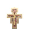 Croix de saint François en bois avec image collée de couleur doré. Différentes tailles.