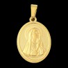 Médaille en acier inoxydable de couleur dorée, H. 2.1 cm. Existe avec différents Saints.
